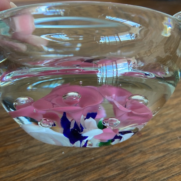 Vintage Joe St Clair Art Glass Bullicante Floral Ashtray/Trinket Dish - Picture 5 of 6